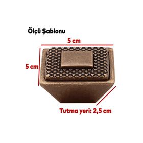 Badem10 Button Çekmece Mutfak Dolap Kapak Antik Bakır Metal 16 mm Kulp