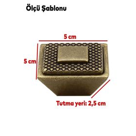 Badem10 Button Çekmece Mutfak Dolap Kapak Antik Sarı Metal Kulp 16 mm Kulp
