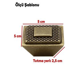Badem10 Button Çekmece Mutfak Dolap Kapak Antik Sarı Metal Kulp 16 mm Kulp