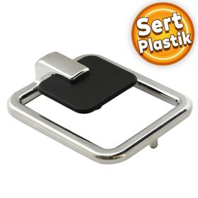 Badem10 Büyük Bugatti Sarkaç Konsol Dolap Çekmece Mat Siyah Krom Plastik Kulp