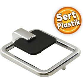 Badem10 Büyük Bugatti Sarkaç Konsol Dolap Çekmece Mat Siyah Krom Plastik Kulp