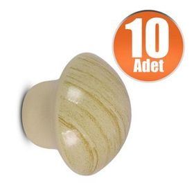 Badem10 Çam 10 Adet Nobel Mantar Düğme Kulp Çekmece Dolap Kapak Kulbu