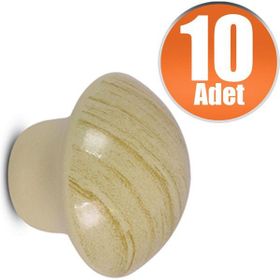 Badem10 Çam 10 Adet Nobel Mantar Düğme Kulp Çekmece Dolap Kapak Kulbu