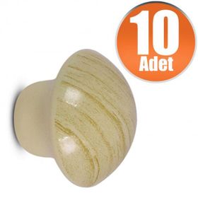 Badem10 Çam 10 Adet Nobel Mantar Düğme Kulp Çekmece Dolap Kapak Kulbu