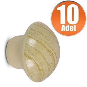 Badem10 Çam 10 Adet Nobel Mantar Düğme Kulp Çekmece Dolap Kapak Kulbu