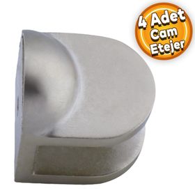 Badem10 Cam Etejeri Metal U Tipi Vidalı Saten 4 Adet Cam Tutucu Ahşap Raf Tutucu