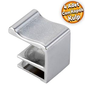 Badem10 Cam Kapak Cam Raf Ahşap Menteşesi Krom 6 mm 4 Adet Kulp