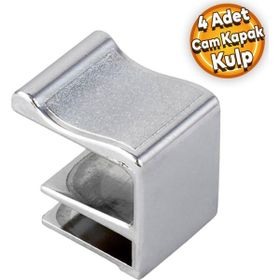 Badem10 Cam Kapak Cam Raf Ahşap Menteşesi Krom 6 mm 4 Adet Kulp