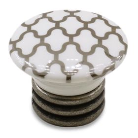 Badem10 Carvent Lüks Porselen Mobilya Çekmece Dolap Kapak 128 mm Beyaz Antik Gümüş Kulp