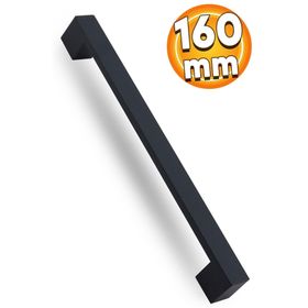 Badem10 Cemre 160 mm Mat Siyah Metal Çekmece Mutfak Dolap Kapak Kulpu