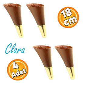 Badem10 Clara Ahşap Desenli Ceviz Altın 18 cm 4 Adet Mobilya Kanepe Sehpa TV Ünitesi Baza Koltuk Ayağı