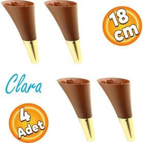Badem10 Clara Ahşap Desenli Ceviz Altın 18 cm 4 Adet Mobilya Kanepe Sehpa TV Ünitesi Baza Koltuk Ayağı