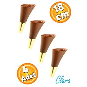 Badem10 Clara Ahşap Desenli Ceviz Altın 18 cm 4 Adet Mobilya Kanepe Sehpa TV Ünitesi Baza Koltuk Ayağı