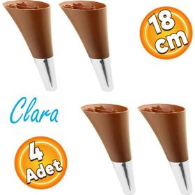 Badem10 Clara Ahşap Desenli Ceviz Krom 18 cm 4 Adet Mobilya Kanepe Sehpa Tv Ünitesi Baza Koltuk Ayağı