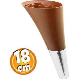 Badem10 Clara Ahşap Desenli Ceviz Krom Renk 18 cm Mobilya Kanepe Sehpa TV Ünitesi Baza Koltuk Ayağı