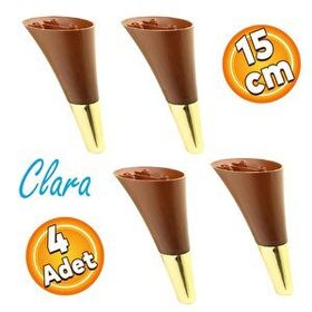 Badem10 Clara Kahverengi Gold Renk 15 cm Mobilya Kanepe Sehpa TV Ünitesi Baza Koltuk Ayağı