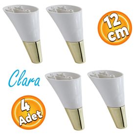Badem10 Clara Krem Gold Renk 12 cm 4 Adet Mobilya Kanepe Sehpa TV Ünitesi Baza Koltuk Ayağı