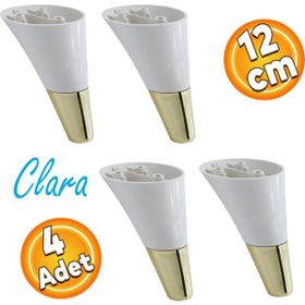 Badem10 Clara Krem Gold Renk 12 cm 4 Adet Mobilya Kanepe Sehpa TV Ünitesi Baza Koltuk Ayağı