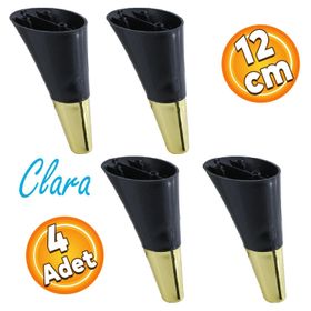Badem10 Clara Siyah Gold Renk 12 cm 4 Adet Mobilya Kanepe Sehpa TV Ünitesi Baza Koltuk Ayağı