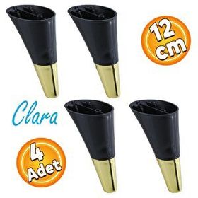 Badem10 Clara Siyah Gold Renk 12 cm 4 Adet Mobilya Kanepe Sehpa TV Ünitesi Baza Koltuk Ayağı