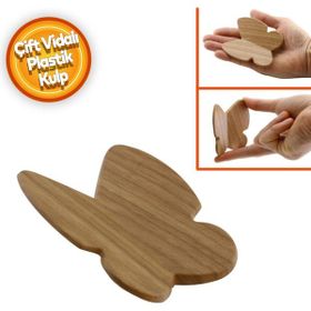 Badem10 Çocuk Bebek Genç Odası Çekmece Dolap Kapak Plastik Açık Ceviz 32 mm Kelebek Kulp