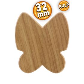 Badem10 Çocuk Bebek Genç Odası Çekmece Dolap Kapak Plastik Açık Ceviz 32 mm Kelebek Kulp