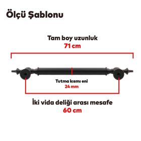 Badem10 Çukurca 60 cm Mat Siyah Metal Çekme Kolu Kapı Tutma Kulp