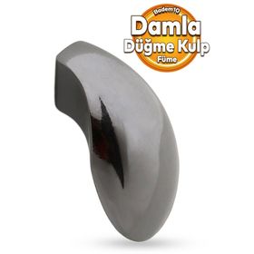 Badem10 Damla Parlak Füme Metal Çekmece Dolap Kapak Düğme Kulbu