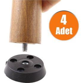 Badem10 Düz Ayak Tabanı Siyah 4 Adet Mobilya Masa Sehpa Ayağı Bağlantı Aparatı