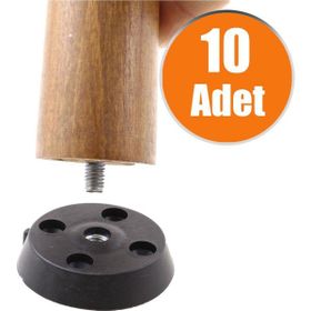 Badem10 Düz Ayak Tabanı Siyah Mobilya Masa Sehpa Ayağı Bağlantı Aparatı