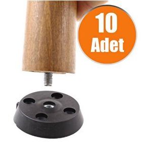 Badem10 Düz Ayak Tabanı Siyah Mobilya Masa Sehpa Ayağı Bağlantı Aparatı