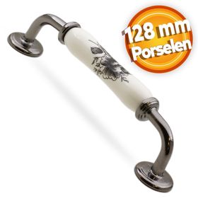 Badem10 Elcalvario 128 mm Beyaz Füme Lüks Porselen Mobilya Çekmece Dolap Kapak Kulbu