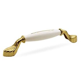 Badem10 Elpedroso 128 mm Beyaz Gold Lüks Porselen Mobilya Çekmece Dolap Kapak Kulbu