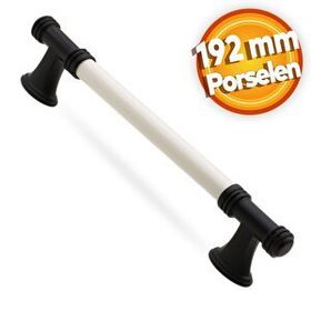 Badem10 Enspel 192 mm Beyaz Mat Siyah Lüks Porselen Mobilya Çekmece Dolap Kapak Kulbu