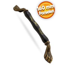 Badem10 Faviera Lüks Porselen Mobilya Çekmece Dolap Kapak 160 mm Siyah Antik Sarı