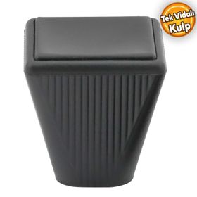 Badem10 Fonte Düğme Dolap Çekmece Plastik Siyah Tek Vidalı Kulp