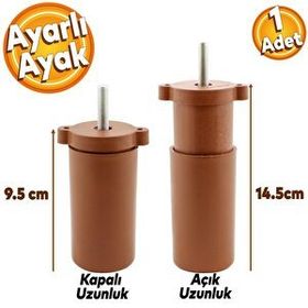 Badem10 Gizli Ayarlanabilir 9.5 cm Kahverengi Baza Mobilya Kanepe Sehpa Koltuk Orta Destek Ayağı