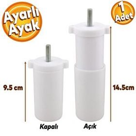 Badem10 Gizli Mobilya Ayarlanabilir 9.5 cm Beyaz Baza Kanepe Sehpa TV Ünitesi Koltuk Orta Destek Ayağı