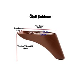 Badem10 Göknar Lüks 10 cm Kahverengi Ahşap Desenli Baza Mobilya Kanepe Sehpa TV Ünitesi Koltuk Ayağı