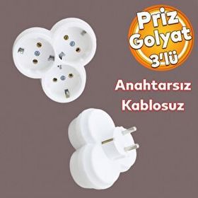 Badem10 Golyat 3'lü Topraklı Çoklu Priz