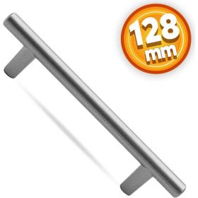 Badem10 Gül Boylu Çekmece Dolap Kapak 128 mm Mat Krom Metal Kulp