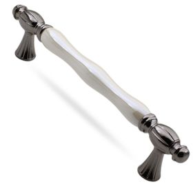 Badem10 Helmond Lüks Porselen Mobilya Çekmece Dolap Kapak 128 mm Sedef Füme Kulp