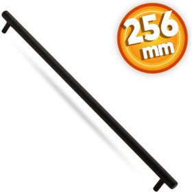 Badem10 Hitit Çekmece Dolap Kapak 256 mm Mat Siyah Metal Kulp