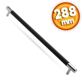 Badem10 Hitit Çekmece Mutfak Dolap Kapak 288 mm Mat Siyah Krom Metal Kulp
