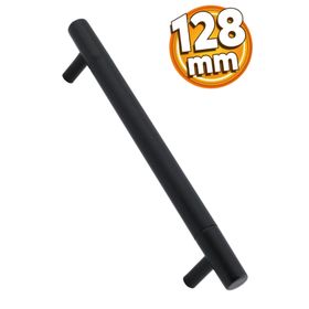 Badem10 Hitit Mobilya Mat Siyah Metal 128 mm Dolap Kapak Çekmece Kulbu