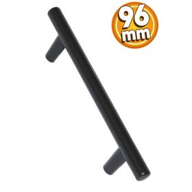 Badem10 Hitit Mobilya Mat Siyah Metal 96 mm Dolap Kapak Çekmece Kulbu