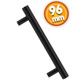 Badem10 Hitit Mobilya Mat Siyah Metal 96 mm Dolap Kapak Çekmece Kulbu