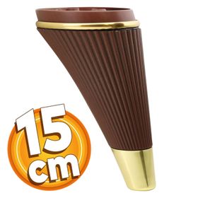 Badem10 İron Lüks 15 cm Ahşap Desenli Gold Baza Mobilya Kanepe Sehpa TV Ünitesi Koltuk Ayağı
