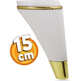 Badem10 İron Lüks 15 cm Beyaz Gold Baza Mobilya Kanepe Sehpa TV Ünitesi Koltuk Ayağı