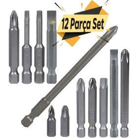 Badem10 Izeltaş-Klytek Matkap Bits Düz Yıldız Torx 12 Parça Vidalama Ucu